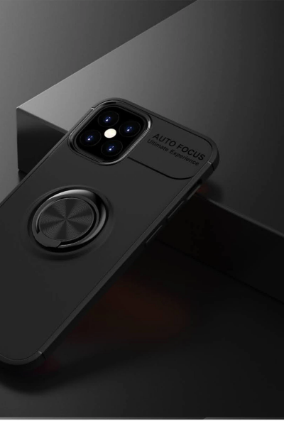 Newface iPhone 12 Mini Kılıf Range Yüzüklü Silikon - Siyah resmi