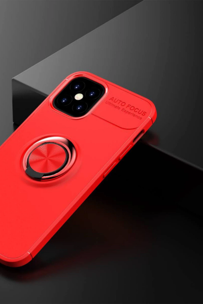 Newface iPhone 12 Mini Kılıf Range Yüzüklü Silikon - Kırmızı resmi