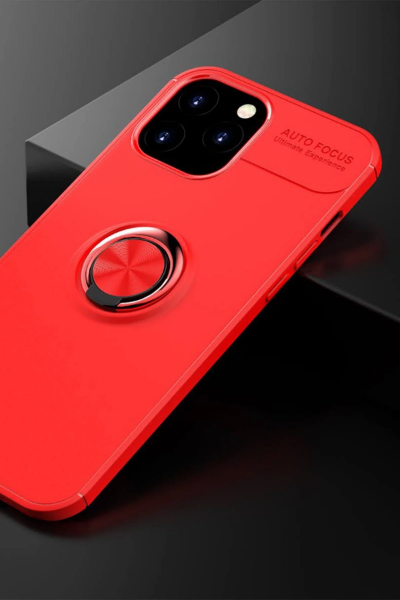 Newface iPhone 12 Pro Max Kılıf Range Yüzüklü Silikon - Kırmızı resmi