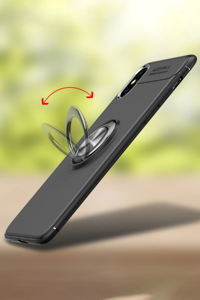Newface iPhone XS Kılıf Range Yüzüklü Silikon - Siyah resmi