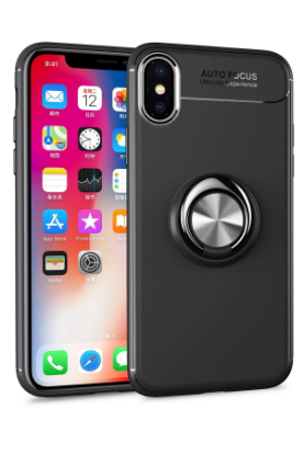 Newface iPhone XS Max Kılıf Range Yüzüklü Silikon - Siyah resmi