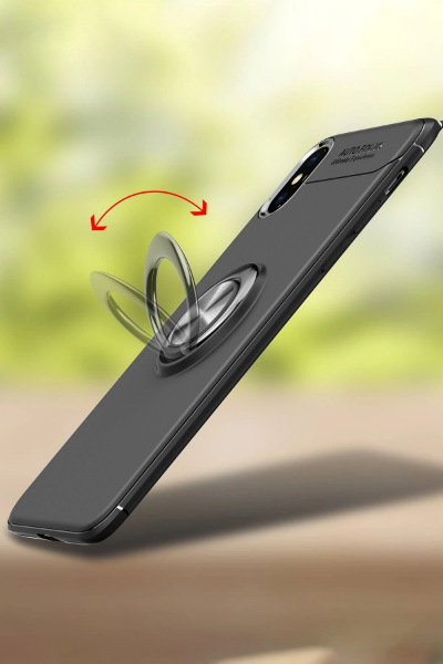 Newface iPhone XS Max Kılıf Range Yüzüklü Silikon - Siyah resmi
