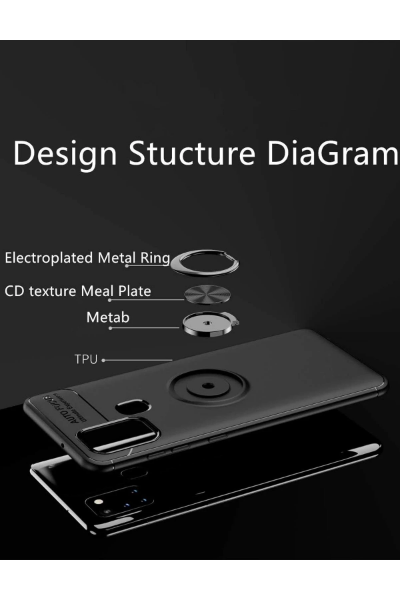 Newface Samsung Galaxy M31 Kılıf Range Yüzüklü Silikon - Siyah resmi