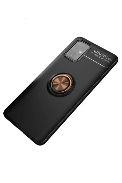 Newface Samsung Galaxy M31S Kılıf Range Yüzüklü Silikon - Siyah-Gold resmi