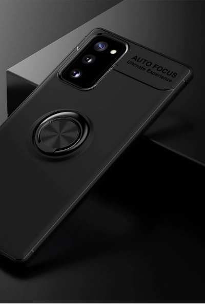 Newface Samsung Galaxy Note 20 Kılıf Range Yüzüklü Silikon - Siyah resmi