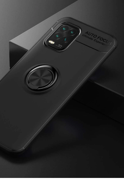Newface Xiaomi Mi 10 Lite Kılıf Range Yüzüklü Silikon - Siyah resmi