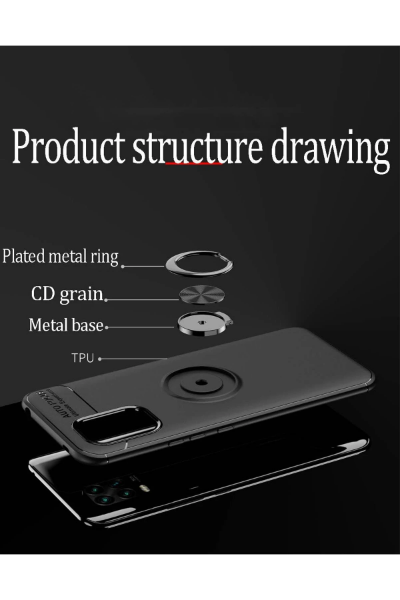 Newface Xiaomi Mi 10 Lite Kılıf Range Yüzüklü Silikon - Siyah resmi