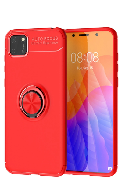 Newface Huawei Y5P Kılıf Range Yüzüklü Silikon - Kırmızı resmi