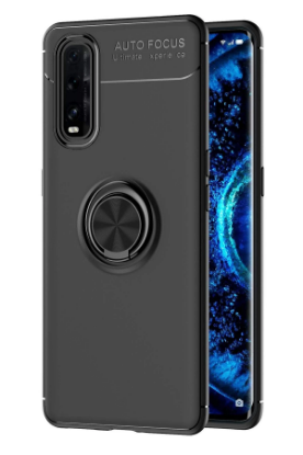 Newface Oppo Find X2 Kılıf Range Yüzüklü Silikon - Siyah resmi