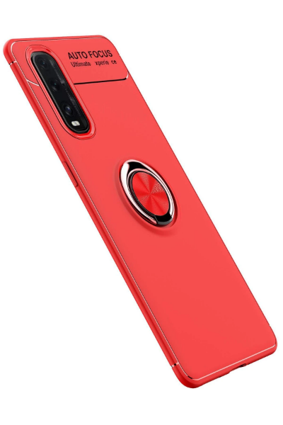 Newface Oppo Find X2 Kılıf Range Yüzüklü Silikon - Kırmızı resmi