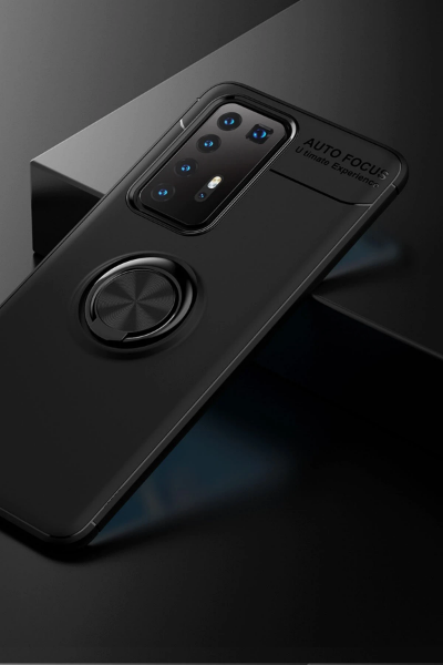 Newface Huawei P40 Pro Kılıf Range Yüzüklü Silikon - Siyah resmi