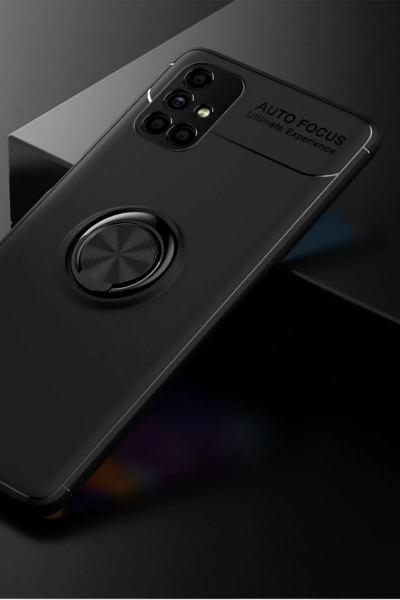 Newface Samsung Galaxy M51 Kılıf Range Yüzüklü Silikon - Siyah resmi