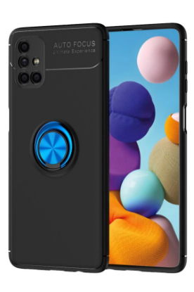 Newface Samsung Galaxy M51 Kılıf Range Yüzüklü Silikon - Siyah-Mavi resmi