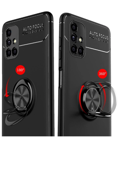 Newface Samsung Galaxy M51 Kılıf Range Yüzüklü Silikon - Siyah-Mavi resmi
