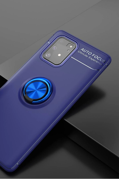 Newface Samsung Galaxy A91 / S10 Lite Kılıf Range Yüzüklü Silikon - Mavi resmi