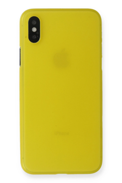Newface iPhone X Kılıf PP Ultra İnce Kapak - Sarı resmi