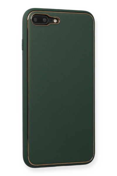 Newface iPhone 8 Plus Kılıf Coco Deri Silikon Kapak - Yeşil resmi