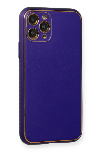 Newface iPhone 11 Pro Kılıf Coco Deri Silikon Kapak - Mor resmi