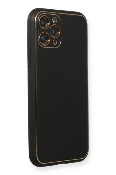 Newface iPhone 11 Pro Max Kılıf Coco Deri Silikon Kapak - Siyah resmi