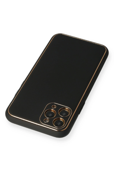 Newface iPhone 11 Pro Max Kılıf Coco Deri Silikon Kapak - Siyah resmi