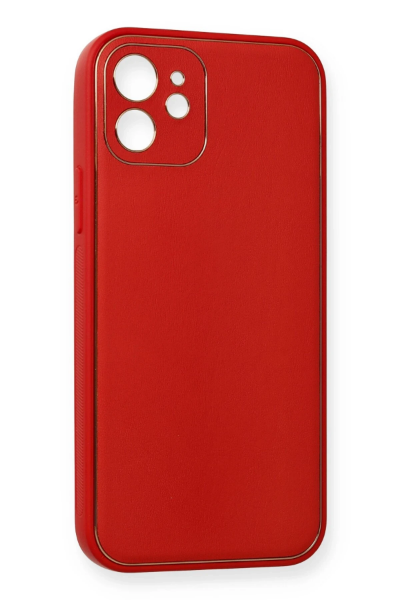 Newface iPhone 12 Mini Kılıf Coco Deri Silikon Kapak - Kırmızı resmi
