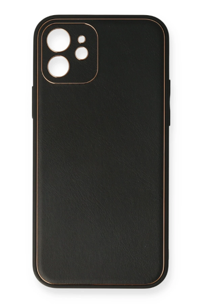 Newface iPhone 12 Mini Kılıf Coco Deri Silikon Kapak - Siyah resmi