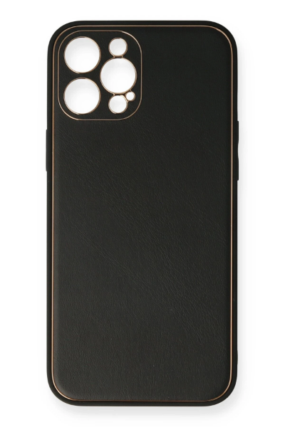 Newface iPhone 12 Pro Kılıf Coco Deri Silikon Kapak - Siyah resmi