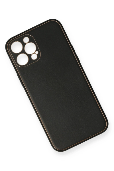 Newface iPhone 12 Pro Kılıf Coco Deri Silikon Kapak - Siyah resmi