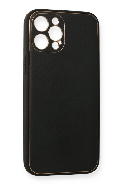 Newface iPhone 12 Pro Kılıf Coco Deri Silikon Kapak - Siyah resmi