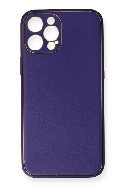 Newface iPhone 12 Pro Kılıf Coco Deri Silikon Kapak - Mor resmi