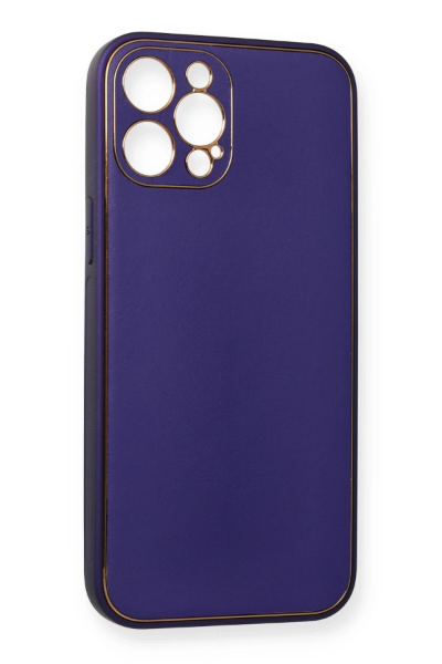Newface iPhone 12 Pro Kılıf Coco Deri Silikon Kapak - Mor resmi