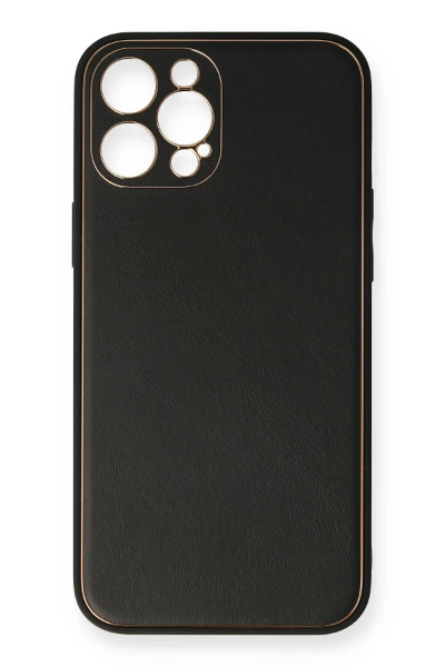 Newface iPhone 12 Pro Max Kılıf Coco Deri Silikon Kapak - Siyah resmi