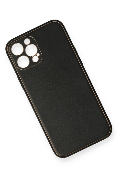 Newface iPhone 12 Pro Max Kılıf Coco Deri Silikon Kapak - Siyah resmi