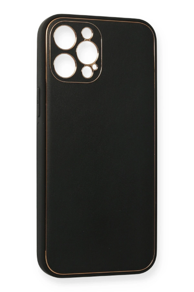 Newface iPhone 12 Pro Max Kılıf Coco Deri Silikon Kapak - Siyah resmi