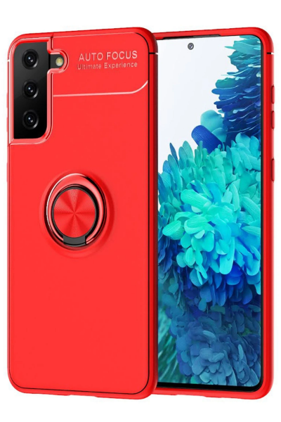 Newface Samsung Galaxy S21 Plus Kılıf Range Yüzüklü Silikon - Kırmızı resmi