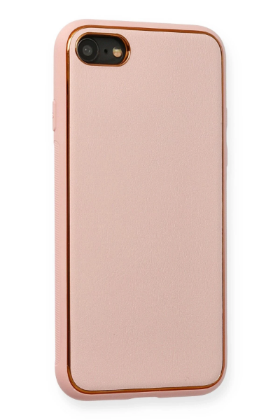 Newface iPhone 7 Kılıf Coco Deri Silikon Kapak - Pembe resmi