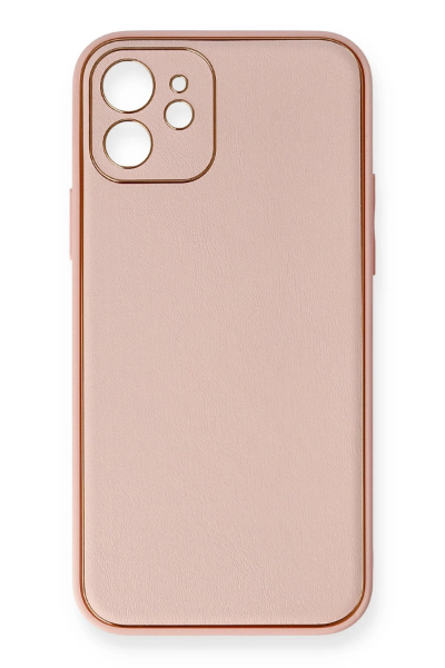 Newface iPhone 12 Kılıf Coco Deri Silikon Kapak - Pembe resmi