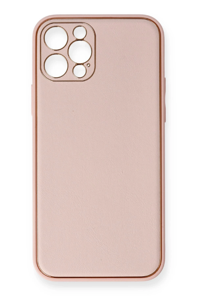 Newface iPhone 12 Pro Kılıf Coco Deri Silikon Kapak - Pembe resmi