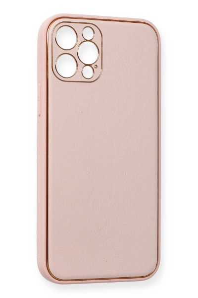Newface iPhone 12 Pro Kılıf Coco Deri Silikon Kapak - Pembe resmi