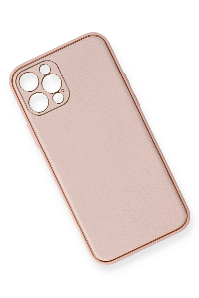 Newface iPhone 12 Pro Kılıf Coco Deri Silikon Kapak - Pembe resmi