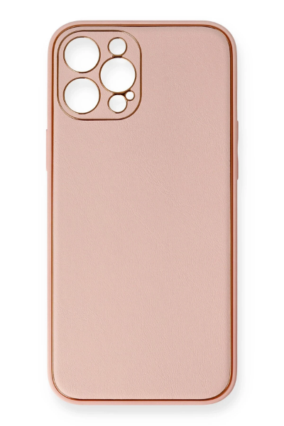 Newface iPhone 12 Pro Max Kılıf Coco Deri Silikon Kapak - Pembe resmi