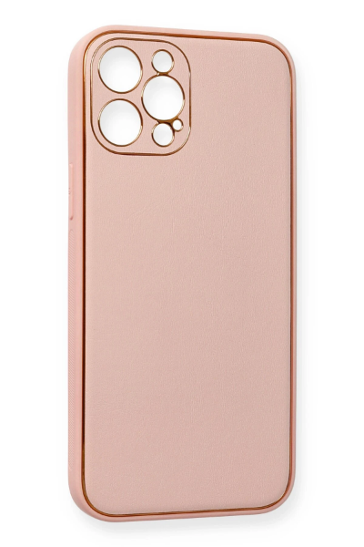 Newface iPhone 12 Pro Max Kılıf Coco Deri Silikon Kapak - Pembe resmi