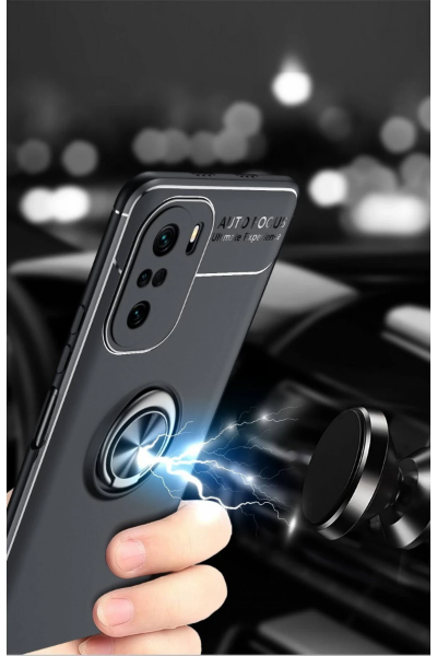 Newface Xiaomi Poco F3 Kılıf Range Yüzüklü Silikon - Kırmızı resmi
