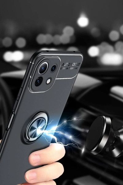 Newface Xiaomi Mİ 11 Lite Kılıf Range Yüzüklü Silikon - Kırmızı resmi