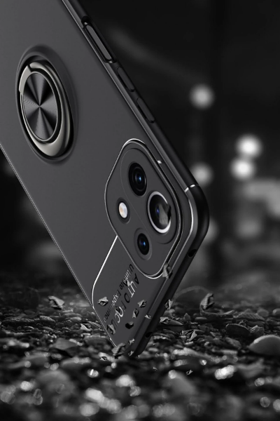 Newface Xiaomi Mİ 11 Lite Kılıf Range Yüzüklü Silikon - Kırmızı resmi