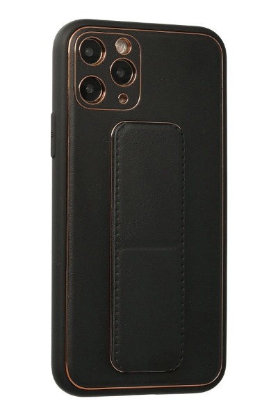 Newface iPhone 11 Pro Kılıf Coco Deri Standlı Kapak - Siyah resmi