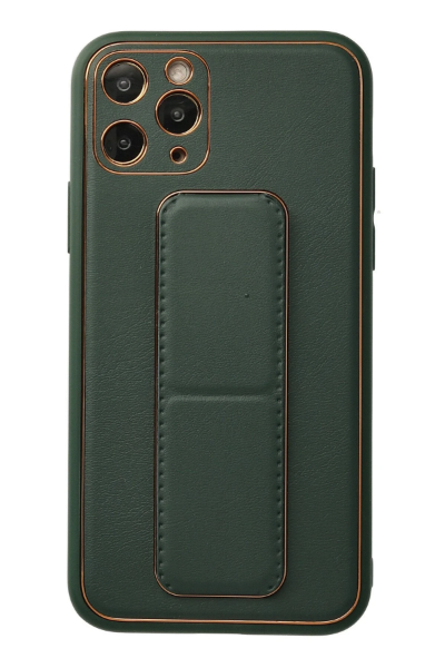 Newface iPhone 11 Pro Kılıf Coco Deri Standlı Kapak - Yeşil resmi