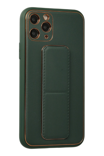 Newface iPhone 11 Pro Kılıf Coco Deri Standlı Kapak - Yeşil resmi