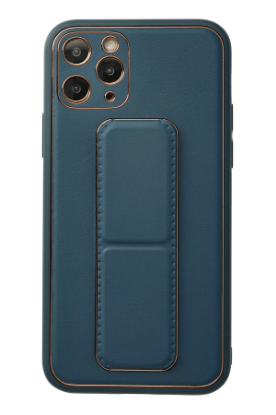 Newface iPhone 11 Pro Kılıf Coco Deri Standlı Kapak - Mavi resmi