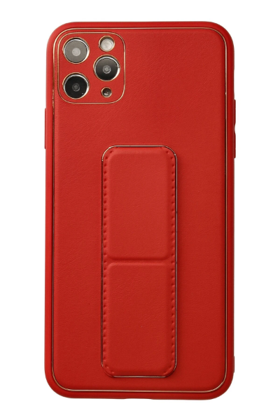 Newface iPhone 11 Pro Max Kılıf Coco Deri Standlı Kapak - Kırmızı resmi